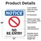 Signmission No Re-Entry OSHA Notice Sign, Aluminum, 12in W x 18in L, 2PK OS-2PACK-NS-A-1218-V-14771 - alternate 6